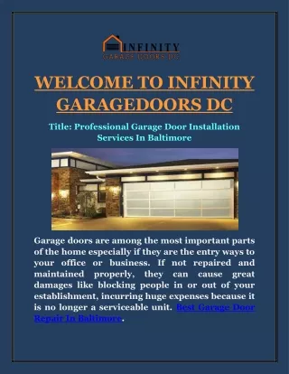 Professional Garage Door Installation Services In Baltimore