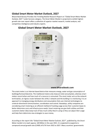 global smart meter market outlook 2027 bharat