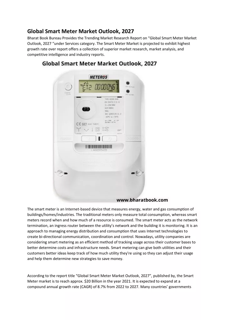 global smart meter market outlook 2027 bharat