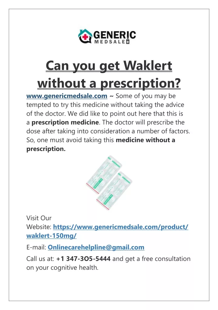 can you get waklert without a prescription