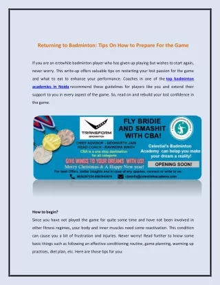 returning to badminton tips on how to prepare