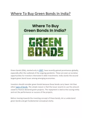 Where To Buy Green Bonds In India