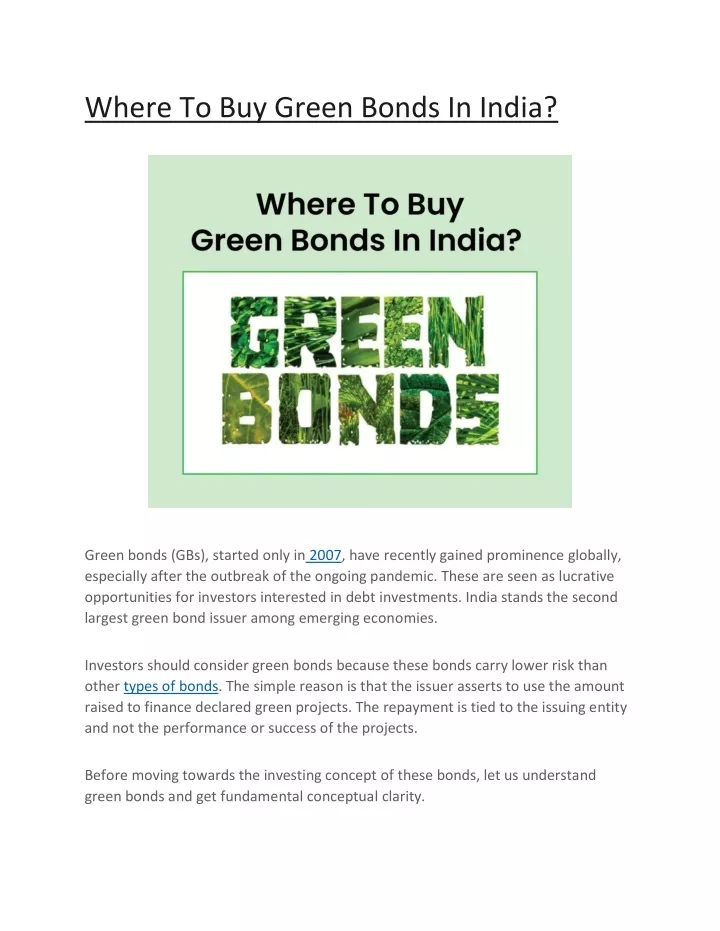 where to buy green bonds in india