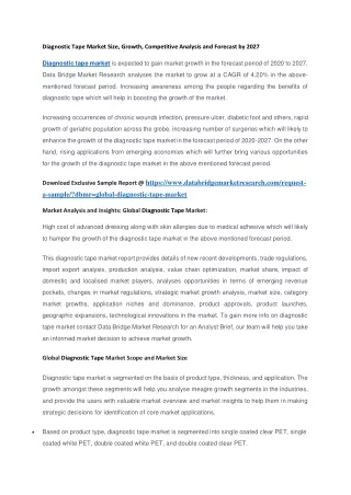 diagnostic tape market size growth competitive
