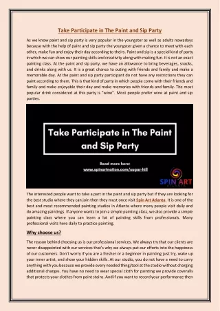 Take Participate in The Paint and Sip Party