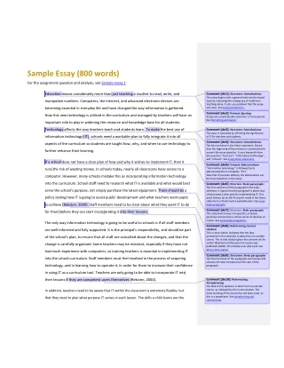 sample essay 800 words for the assignment