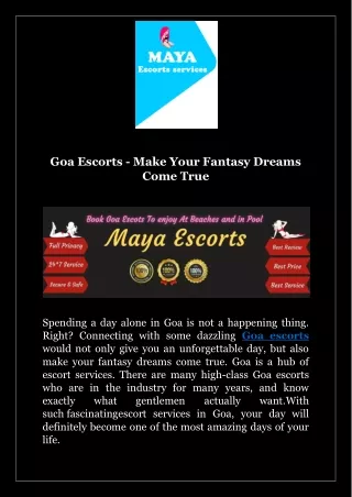goa escorts make your fantasy dreams come true