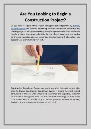 Are You Looking to Begin a Construction Project ?