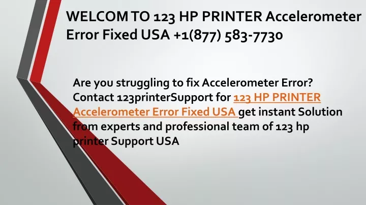 welcom to 123 hp printer accelerometer error