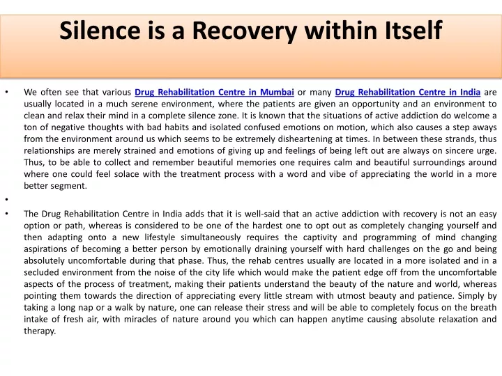 silence is a recovery within itself