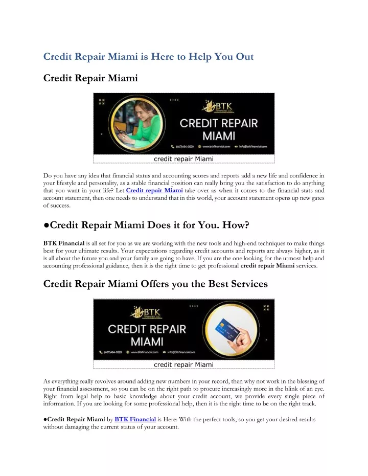 credit repair miami is here to help you out