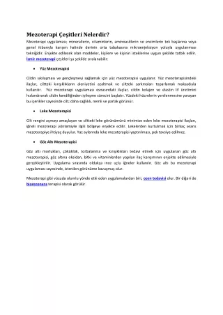 mezoterapi e itleri nelerdir mezoterapi uygulamas