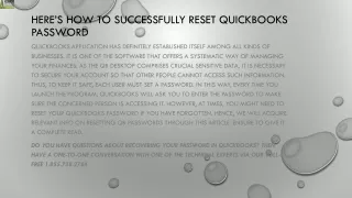 here s how to successfully reset quickbooks password