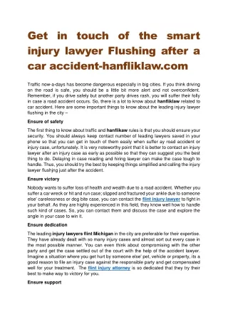 Get in touch of the smart injury lawyer Flushing after a car accident-hanfliklaw.com