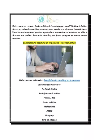 beneficios del coaching en la persona  Tucoach.online