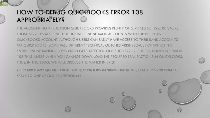 how to debug quickbooks error 108 appropriately