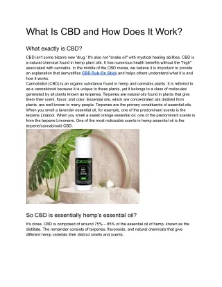 What Is CBD and How Does It Work