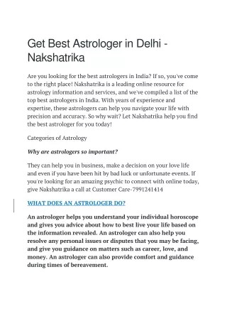 get best astrologer in delhi nakshatrika