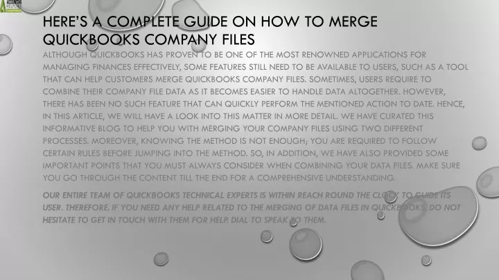 here s a complete guide on how to merge quickbooks company files