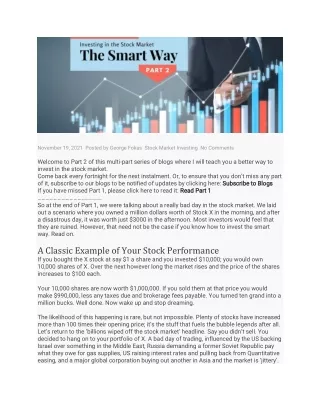 Investing in the Stock Market The Smart Way [Part 2]