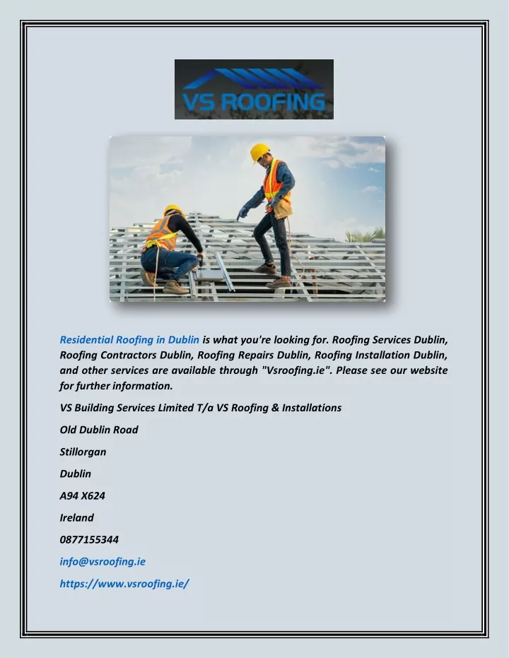 residential roofing in dublin is what