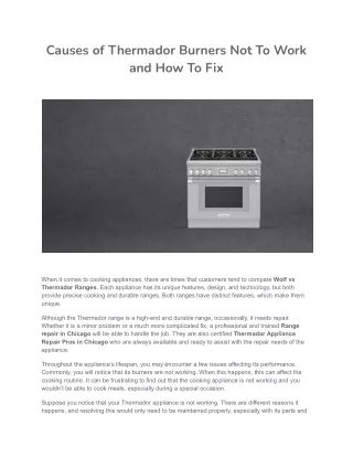 Causes of Thermador Burners Not To Work and How To Fix