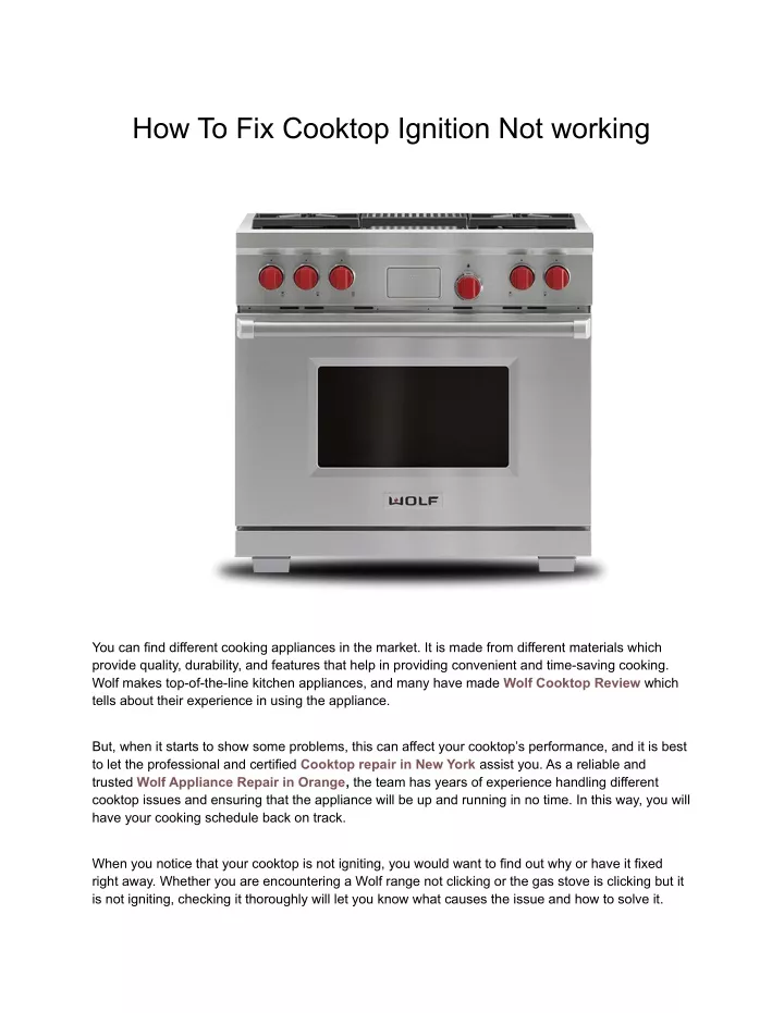 PPT How To Fix Cooktop Ignition Not working PowerPoint Presentation