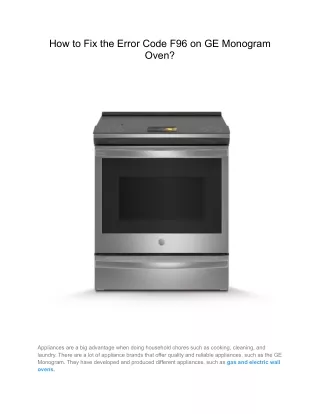How to Fix the Error Code F96 on GE Monogram Oven