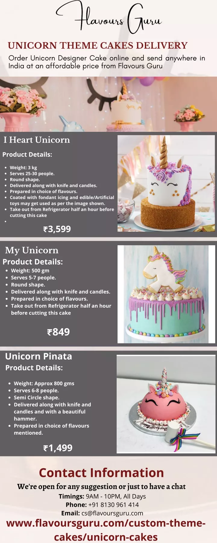 unicorn theme cakes delivery