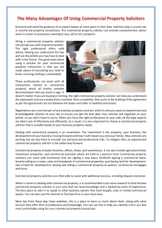 the many advantages of using commercial property