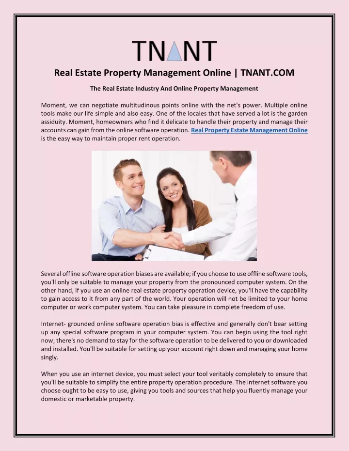 real estate property management online tnant com