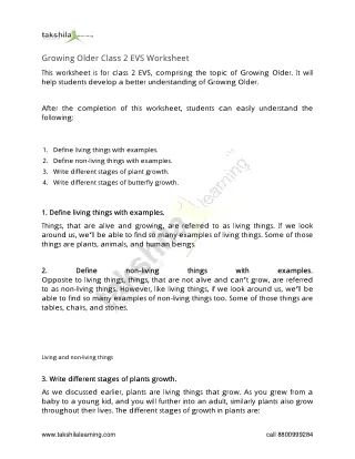 growing older class 2 evs worksheet