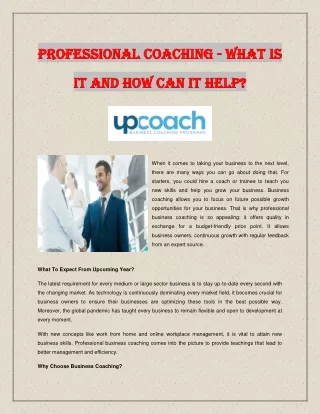 Professional Coaching - What Is It and How Can It Help