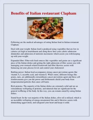 benefits of italian restaurant clapham