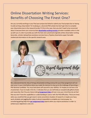 online dissertation writing services benefits of choosing the finest one