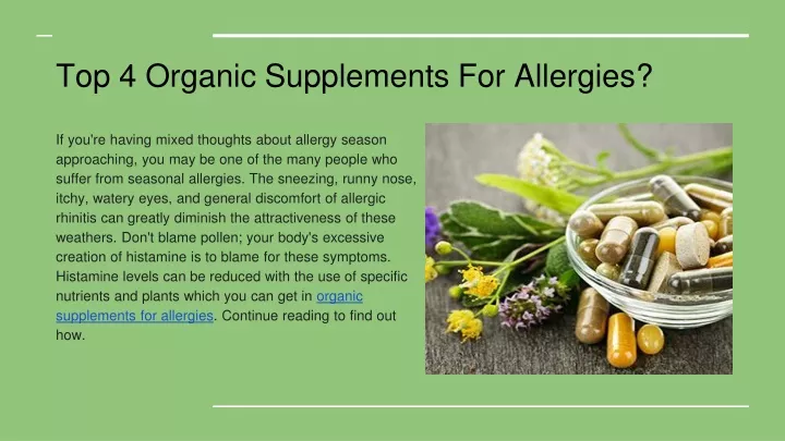 top 4 organic supplements for allergies