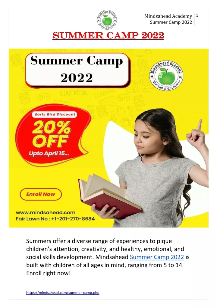 mindsahead academy summer camp 2022