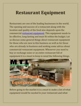 Restaurant Equipment