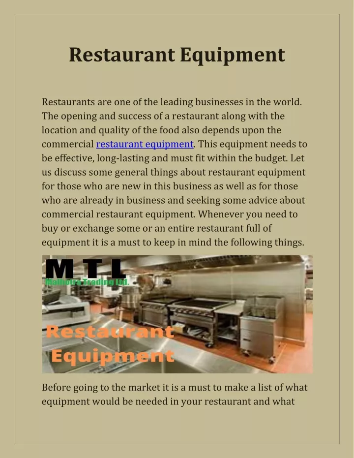 restaurant equipment