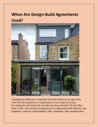 when are design build agreements used