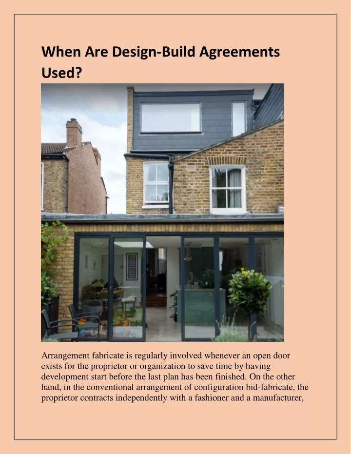 when are design build agreements used