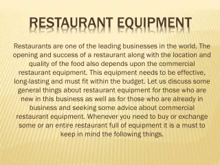 Restaurant Equipment