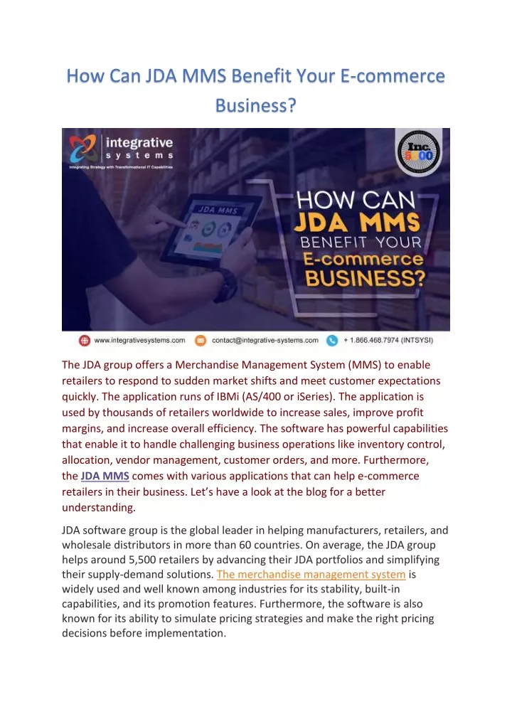 how can jda mms benefit your e commerce business