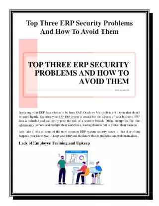 Top Three ERP Security Problems And How To Avoid Them