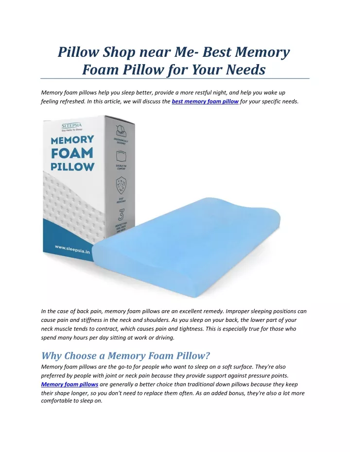 pillow shop near me best memory foam pillow