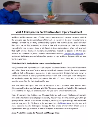 Visit A Chiropractor For Effective Auto Injury Treatment