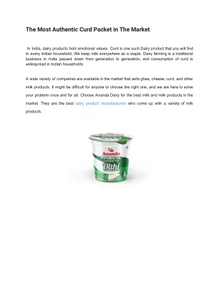 Dairy product manufacturers