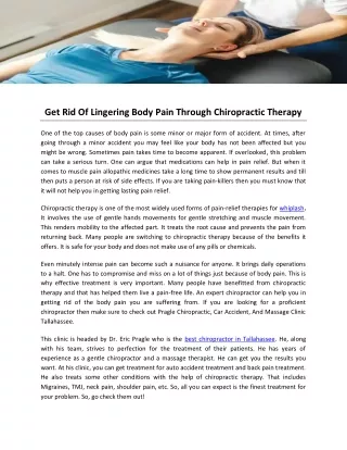 Get Rid Of Lingering Body Pain Through Chiropractic Therapy