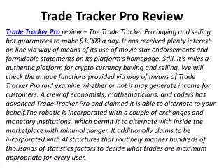 Trade Tracker Pro Review