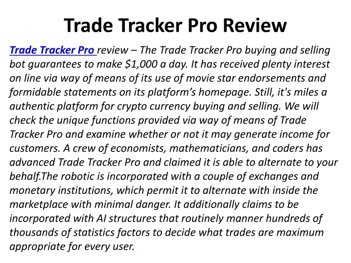 trade tracker pro review